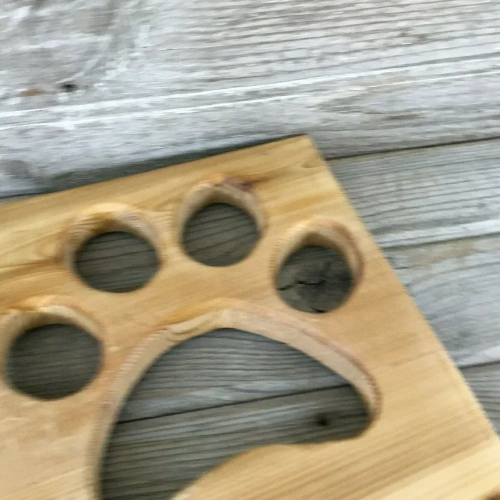 Dog Paw Key and Dog Leash Holder Made with Real Wood 3 Hooks